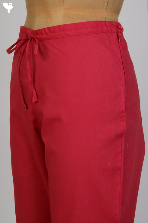 Cambric Cotton Pants In Cranberry Red